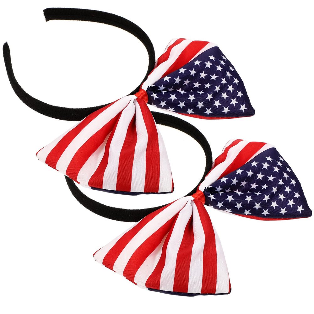 Alasum 2pcs Independence Day American Flag Bow Headbands Patriotic Hairbands for Women 4th of July Festival Party Accessories Hair Decoration