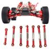 7pcs RC Car Metal Pull Rod Set, Metal Servo Linkage Rods for 144001 1/14 Scale RC Car, Includes Screwdriver and Accessory Bag, Red and Blue Options (Red) view 2