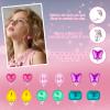 6 Pairs Colorful Clip on Drop Earrings Set for Children Toddler Wearing view 4