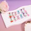 6 Pairs Colorful Clip on Drop Earring, Resin No Pierced Kid Earring Butterfly Strawberry Flower Cherry Crown Ear Jewelry for Party Daily Dress Up view 3
