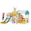 Kids Playhouse Playground Playsets Outdoor Playhouse 10 in 1 Toddler Slide with Rock Climber with Basketball, Hoop, Storage, Playroom Upgraded view 1