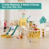 Kids Playhouse Playground Playsets Outdoor Playhouse 10 in 1 Toddler Slide with Rock Climber with Basketball, Hoop, Storage, Playroom Upgraded view 2