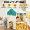 Kids Playhouse Playground Playsets Outdoor Playhouse 10 in 1 Toddler Slide with Rock Climber with Basketball, Hoop, Storage, Playroom Upgraded view 3