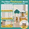 Kids Playhouse Playground Playsets Outdoor Playhouse 10 in 1 Toddler Slide with Rock Climber with Basketball, Hoop, Storage, Playroom Upgraded view 4