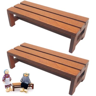 2Pcs Mini Bench, 1:12 Scale Mini Benches for Crafts, Tiny Wooden Furniture for Dollhouse Accessories and Model Scenes Dollhouse Bench Miniature Benches for Crafts