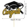 UXYOKM 1 Pack Graduation Cake Topper 2026 Glitter Congrats Graduation Decorations Cake Pick for Senior High School College - Black Gold view 3