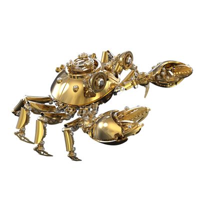 3D Metal Puzzles for Adults, 666PCS Mechanical Crab DIY Assembly Craft Model Kit, Poseable Steampunk Sculpture Desk Display Collectible (Golden)