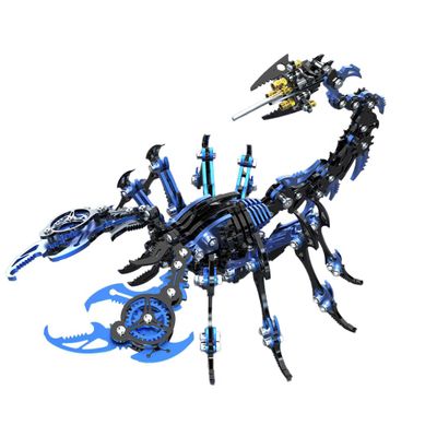3D Metal Puzzles for Adults, Mechanical Scorpion DIY Assembly Craft Model Kit, Poseable Insect Sculpture Desk Decor Collectible (200+PCS/Blue & Black)