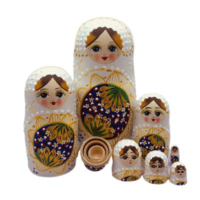 Vmohuyktx Novelty Russian Nesting Dolls Set of 7 Hand Painted Wood Matryoshka Cultural Art Pieces Russian Nesting