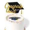 UXYOKM 1 Pack Graduation Cake Topper 2026 Glitter Congrats Grad Graduation Decorations Cake Pick for Senior High School College - Gold view 1