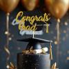 UXYOKM 1 Pack Graduation Cake Topper 2026 Glitter Congrats Grad Graduation Decorations Cake Pick for Senior High School College - Gold view 4