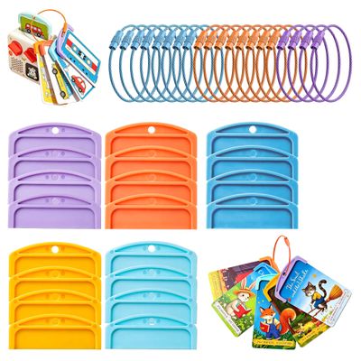 20 Pcs Reusable Yoto Card Holders with 20 Ring Loops, Portable Yoto Card Storage Organizer for Travel, Yoto Cards Holder for Kids for Mini Player Accessories (5 Colors)