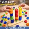 2026 Color Pile Up Challenge, Wooden Color Matching Stacking Puzzle for Family Game Night,Fast Pattern Challenge Ring Stack Puzzle for 2 Players,Stack Solve Set with Racks,Rings (1PCS) view 2