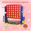 HAPPYMATY Giant 4-in-A Row Connect Game Set, Height Adjust Jumbo Yard Game for Kids & Adults w/Mesh Catching Bag, Basketball Hoop, Ring Toss & Mini Golf, Family Party 4-to-Score Indoor/Outdoor Games view 3