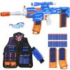 Automatic Soft Dart Blaster with Tactical Vest, 150 Darts, Scope, Dual Fire Modes | Rechargeable Electric Blaster for Kids 8-12, Birthday Gifts, Mecha-Force Blue view 1