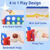 HAPPYMATY Giant 4-in-A Row Connect Game Set, Height Adjust Jumbo Yard Game for Kids & Adults w/Mesh Catching Bag, Basketball Hoop, Ring Toss & Mini Golf, Family Party 4-to-Score Indoor/Outdoor Games view 2