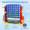 HAPPYMATY Giant 4-in-A Row Connect Game Set, Height Adjust Jumbo Yard Game for Kids & Adults w/Mesh Catching Bag, Basketball Hoop, Ring Toss & Mini Golf, Family Party 4-to-Score Indoor/Outdoor Games view 3