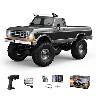 Actualia 1/16 Scale RC Pickup Crawler for Adults, 2.4GHz Full-Proportional Off-Road Vehicle Model, 4WD Metal Chassis Remote Control Truck with LED Lights, USB Rechargeable (Grey)