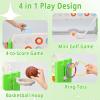 HAPPYMATY Giant 4-in-A Row Connect Game Set, Height Adjust Jumbo Yard Game for Kids & Adults w/Mesh Catching Bag, Basketball Hoop, Ring Toss & Mini Golf, Family Party 4-to-Score Indoor/Outdoor Games view 2