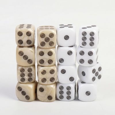 20PCS Acrylic Dice Set, 16mm Standard Size Bulk Game Dice, White & Ivory Marble Style with Unique Double Circle Dot Pattern, for Board Games, Party Games