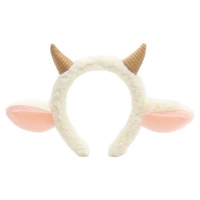 AwnsIMfreien Sheep Headband, Lamb Ears Headband, Cute Sheep with Ear Horn Decorative Hair Ornament Female Plush Cartoon Headwear for Adults Kids, Ears