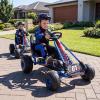 Costzon Pedal Go Kart, 4 Wheel Ride on Toy Pedal Car with Adjustable Seat, Forward/Backward & Handbrake, Outdoor Bicycle Go Cart with Wear-Resistant Wheels, Gift for Boys and Girls (Blue) view 2