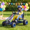 Costzon Pedal Go Kart, 4 Wheel Ride on Toy Pedal Car with Adjustable Seat, Forward/Backward & Handbrake, Outdoor Bicycle Go Cart with Wear-Resistant Wheels, Gift for Boys and Girls (Blue) view 3