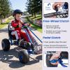 Costzon Pedal Go Kart, 4 Wheel Ride on Toy Pedal Car with Adjustable Seat, Forward/Backward & Handbrake, Outdoor Bicycle Go Cart with Wear-Resistant Wheels, Gift for Boys and Girls (Blue) view 4