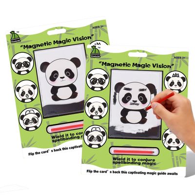 KingletBo Magnetic Drawing Panda Face 2 Pack, Retro Magnetic Doodle Board Travel Toys for Kids Ages 3+, Mess-Free Drawing Game for Road Trip, Airplane & Restaurant, Birthday Gift for Boys & Girls