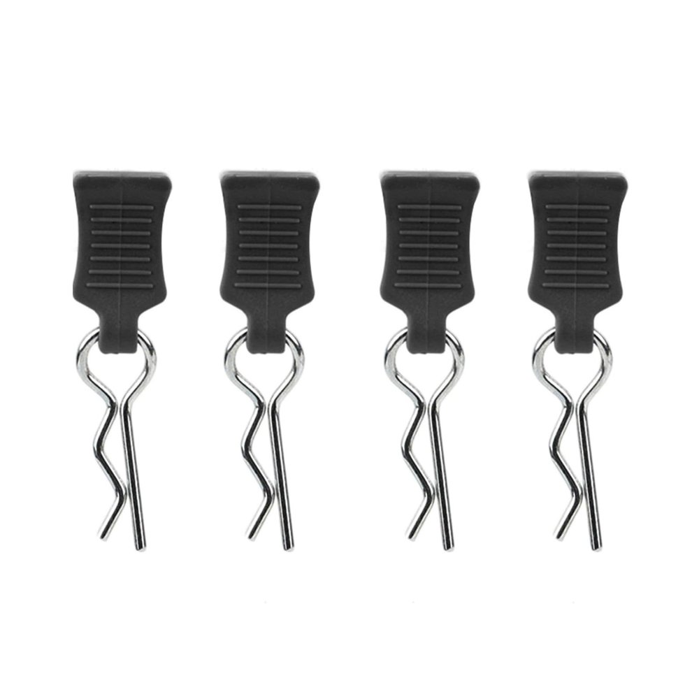 Fesjoy HighQuality Body Shell Clip Pin Set for RC Car, Simple Installation, Exquisite Workmanship, Suitable for 1/8 1/10 /12 RC Car Enthusiasts, 4 X Fixing Bracket, 4 X Body Shell Clip Pin (Black)