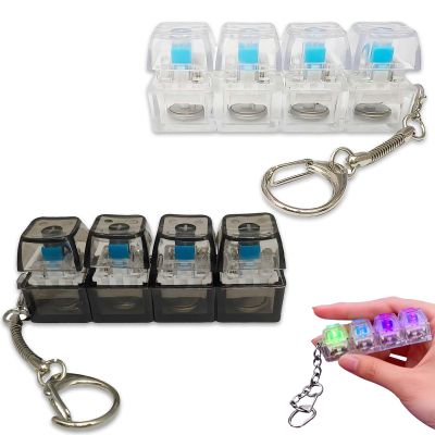 2 Pieces Keyboard Fidget Toy with Light - Mechanical Key Button, Finger Clicker Keychain for Stress Relief and Pass Time, Ideal for Adults, Sensory Decompression Gifts