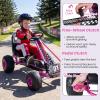 Costzon Pedal Go Kart, 4 Wheel Ride on Toy Pedal Car with Adjustable Seat, Forward/Backward & Handbrake, Outdoor Bicycle Go Cart with Wear-Resistant Wheels, Gift for Boys and Girls (Pink) view 4
