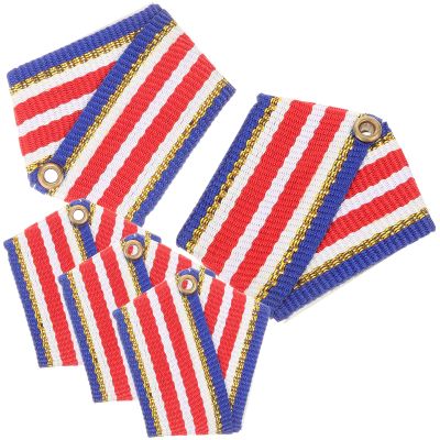 Milisten 5pcs Metal Memorial Brooch Medals with Ribbon Set for Party Prizes and Game Props, Five-pointed Star Commendation Badge Pins in Blue, White, and Red
