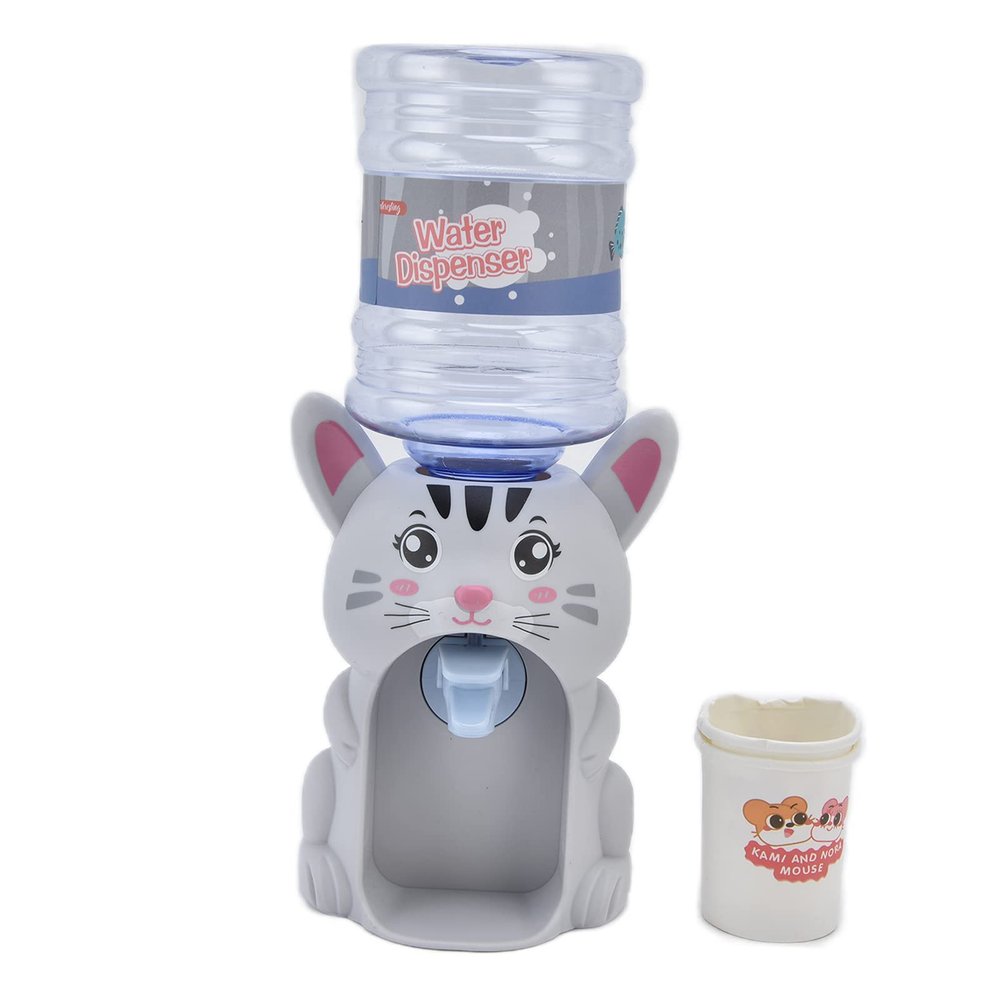 SPYMINNPOO Mini Water Pump Dispenser Kit for Toddlers, Cute Cartoon Animal Design, Helps Develop SelfCare Habits, for Kitchen Play (Large Cute cat)