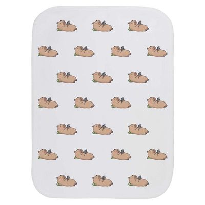 Azeeda 'Capybara on Phone' Baby Burp/Wash Cloth (BC00040546)