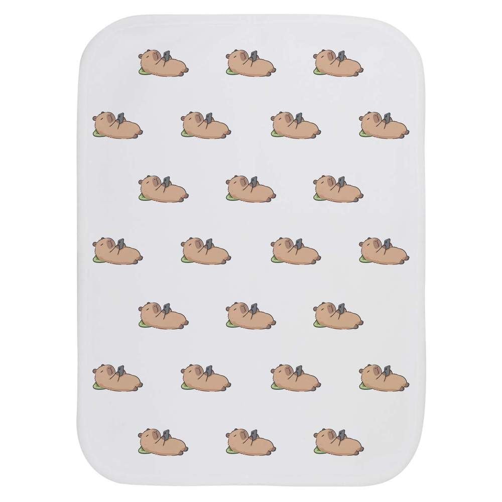 Azeeda 'Capybara on Phone' Baby Burp/Wash Cloth (BC00040546)