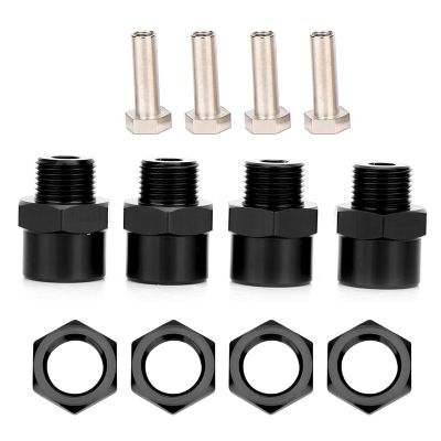 Julihai RC Car Wheel Hex Adapter Set, 4 Adapters with Hex Nuts and Pins, Metal Conversion Kit for D4 HSP 94123 1 10 Model Car (Black)