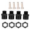 Julihai RC Car Wheel Hex Adapter Set, 4 Adapters with Hex Nuts and Pins, Metal Conversion Kit for D4 HSP 94123 1 10 Model Car (Black) view 1
