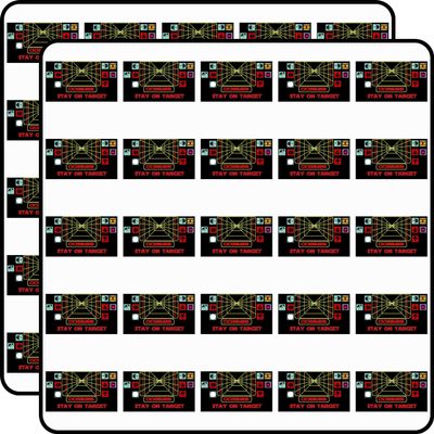Stay on Target Retro Arcade Game HUD Display Screen Yellow Grid Perspective Gamer Gaming 50pcs 1" Vinyl Sticker Pack