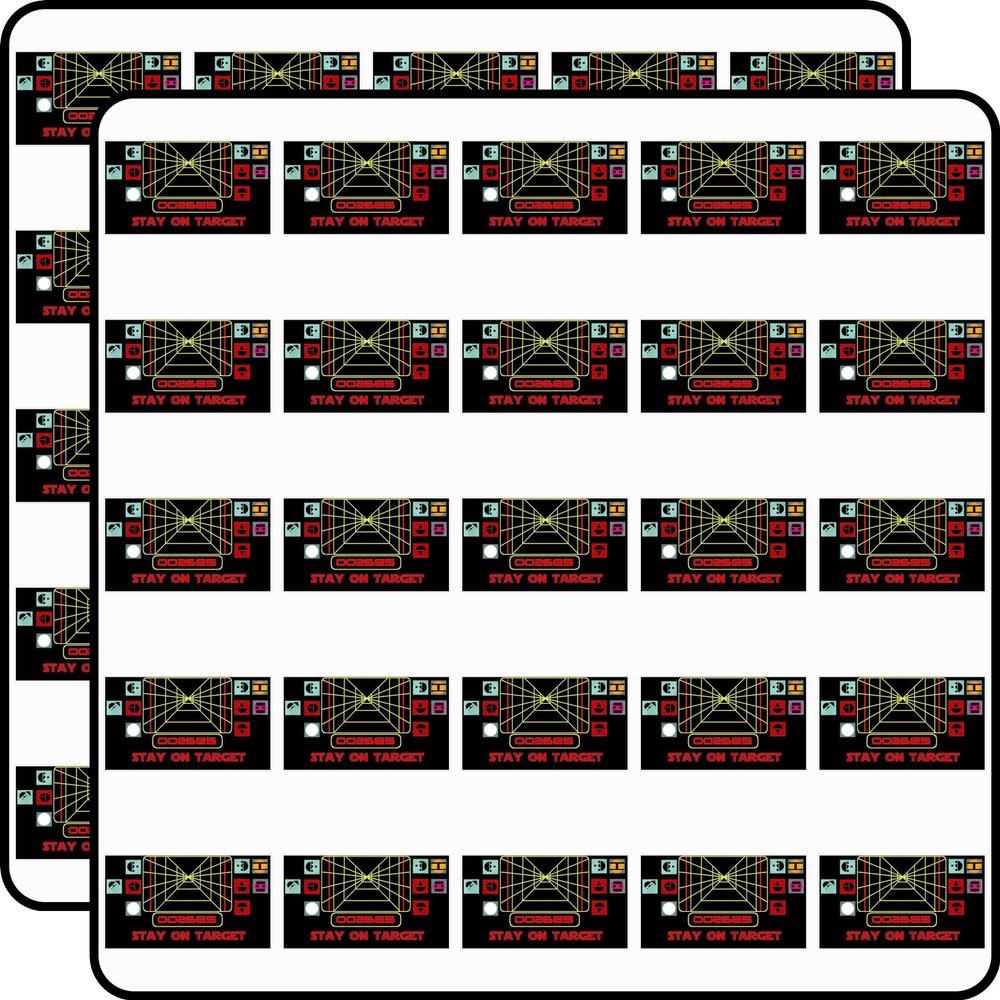 Stay on Target Retro Arcade Game HUD Display Screen Yellow Grid Perspective Gamer Gaming 50pcs 1" Vinyl Sticker Pack