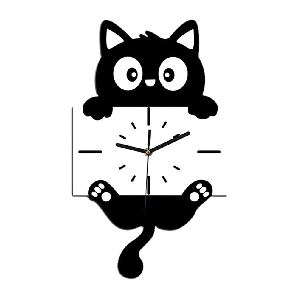 FQRDKT Hanging Clock Decorative Clock Silent Animal Cute Stylish with Swinging Tail Wall Ornament for Nursery Kids Room