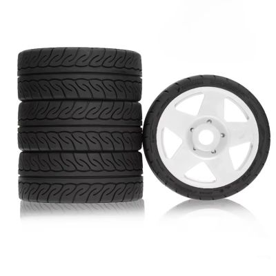 RC Beadlock Tires For KM For Rally C3 For MJX For Hyper Go 7303 7304 For Buggy 1/7 1/8 4pcs 110mm Tires Wheel 17mm Hex RC Off Road Model Accessory(Silver)