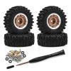 0.7 Inch Beadlock Wheel Rims and 40mm Rubber Crawler Tires Set 5mm Hex -1mm Offset for 1/30 1/32 SCX30 Redcat Ascent-32 K10 for Wrangle Micro RC Truck Upgrades (Bronze) view 1