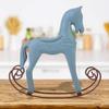 DAN&DRE Handmade Wooden Rocking Horse, Carved Painted Children's Toy, Table Decoration, Handmade Wooden Rocking Horse (Light Blue) view 2