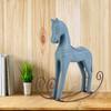 DAN&DRE Handmade Wooden Rocking Horse, Carved Painted Children's Toy, Table Decoration, Handmade Wooden Rocking Horse (Light Blue) view 3