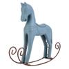 DAN&DRE Handmade Wooden Rocking Horse, Carved Painted Children's Toy, Table Decoration, Handmade Wooden Rocking Horse (Light Blue) view 4