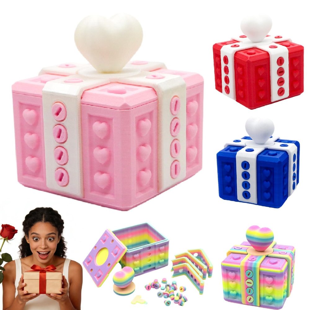 3D Printed Love Annoying Gift Box Prank Screw Puzzle Box Decompression fingertip Toy Valentine's Day Birthday Funny Cash Gift Container