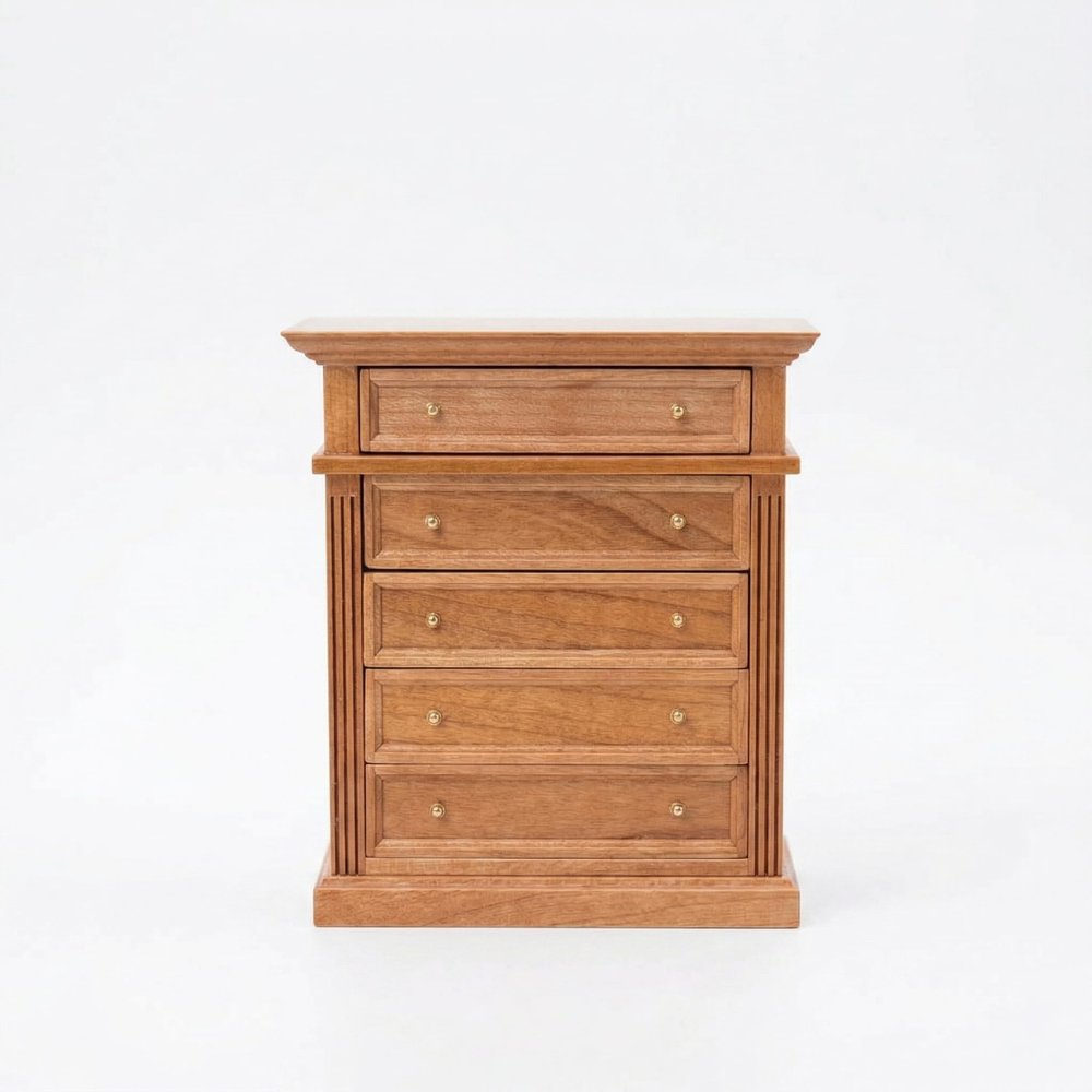 Waldosia 1:12 Scale Dollhouse Miniature Oak 5-Drawer Dresser (Cherry)