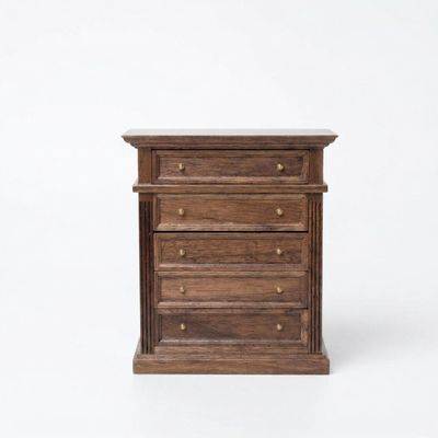 Waldosia 1:12 Scale Dollhouse Miniature Oak 5-Drawer Dresser (Walnut)