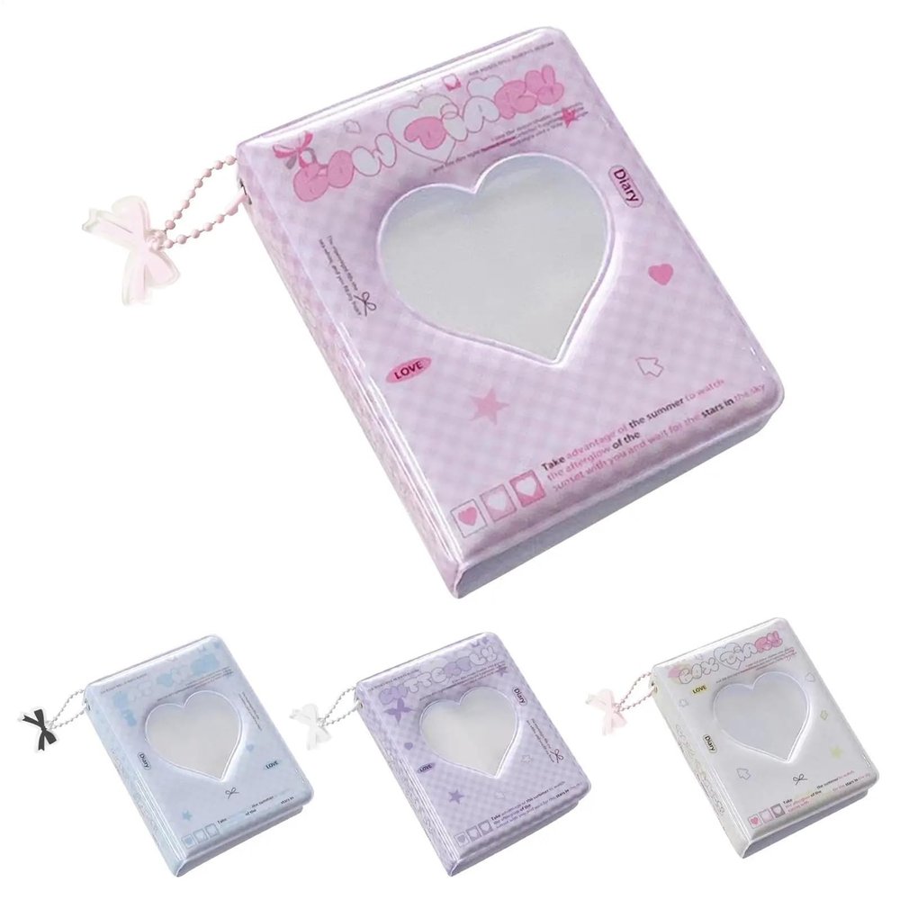 Photocard Binder 4 Set Photocard Holder Book Heart Hollow Photo Card Collector 40 Pockets Waterproof Korean Pop(Purple)